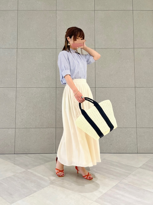 Te chichi サンステーションテラス岡山miho.kさんのシャツ/ブラウス「柄アソート5分袖スタンドフリルブラウス(Te chichi|テチチ)」を使ったコーディネート