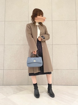 「Te chichi（テチチ）のアイテム（ノーカラーコート）」を使った、miho.kさん（レディース・158cm）の冬コーディネート