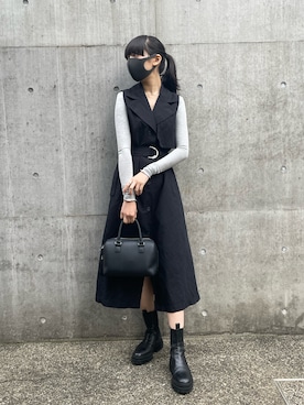 「UNIQLO（ユニクロ）のアイテム（バッグ、ブラック系）」を使った、百さん（レディース・160cm）の春コーディネート