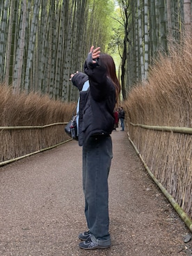 「アイテム（ダウンジャケット/コート）」を使った、ぴぐー 𓃟さん（レディース・153cm）の秋コーディネート