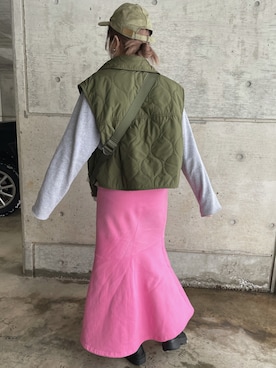 「H&M（エイチ・アンド・エム）のアイテム（ミリタリージャケット）」を使った、hönaさん（レディース・162cm）の冬コーディネート
