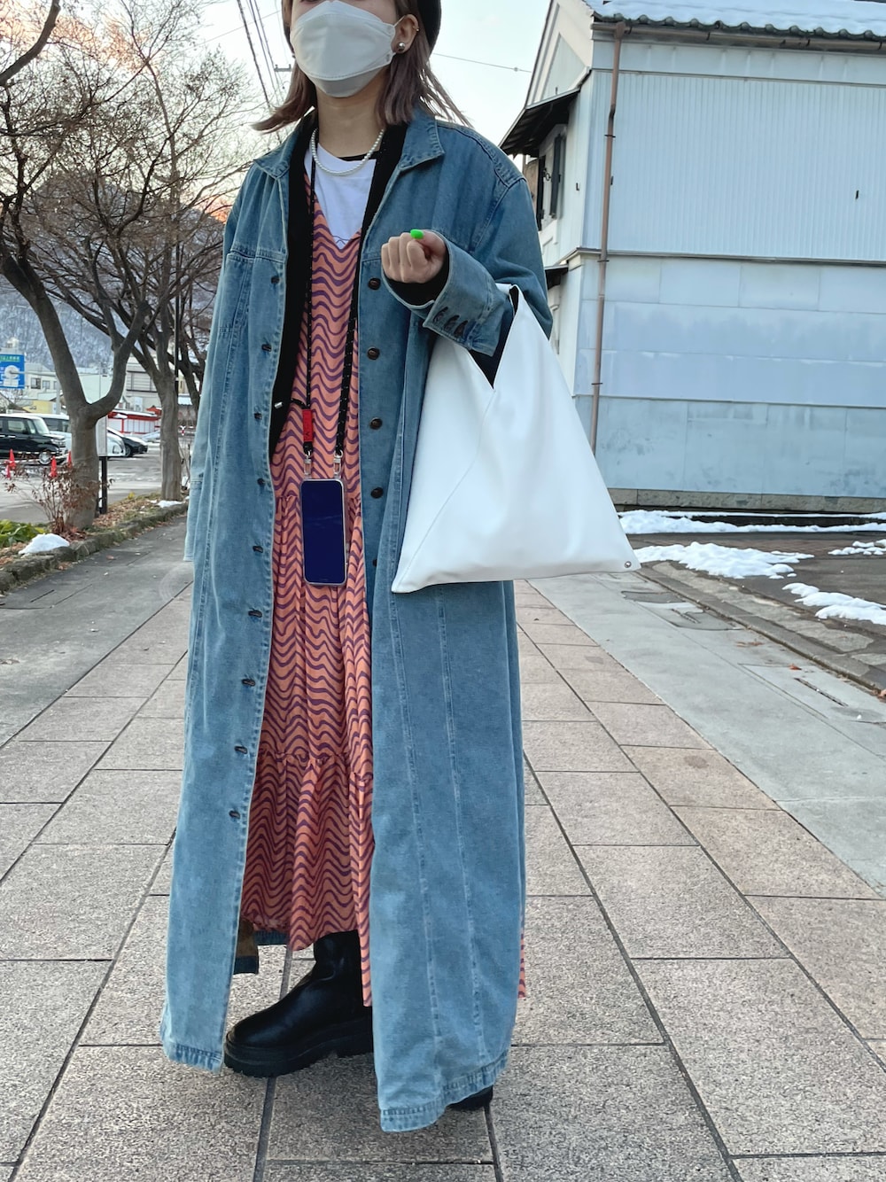 ザラ ZARA デニム ロングコート アウター マキシ丈 ダメージ 重厚感 L 