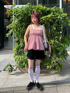 「レイヤード」｜「アイテム（キャミソール）」を使った、みゆさん（レディース・164cm）の夏コーディネート