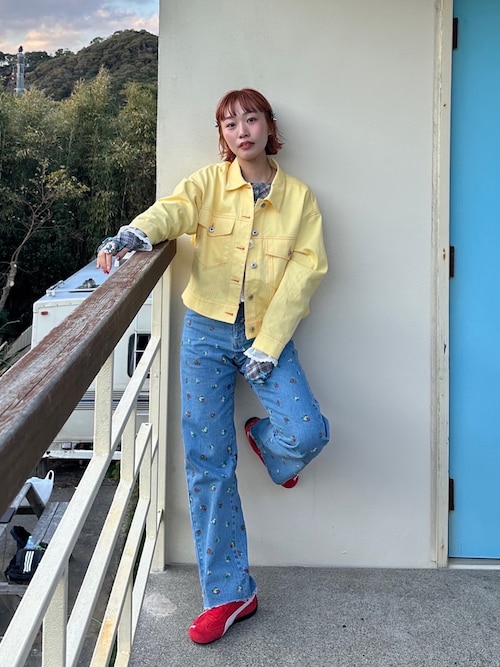 sanself  フリンジデニム seyto（セイト）の「Baggy flare fringe denim / バギーフレア