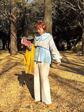 「ベロアパンツ」｜みゆさん（レディース・164cm・20代）の冬コーディネート