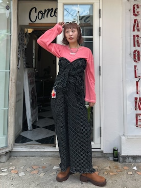 「アイテム（サロペット/オーバーオール）」を使った、みゆさん（レディース・164cm・20代）の夏コーディネート