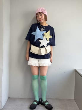「GRAIN（グレイン）の【GRAIN/グレイン】レザーポケットベルトポーチ（ベルト、ホワイト系）」を使った、みゆさん（レディース・164cm）の春コーディネート