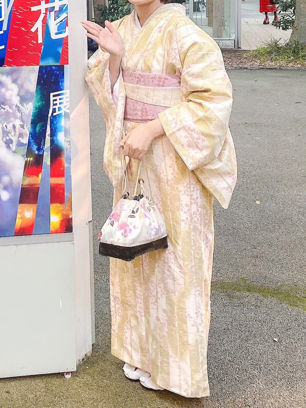 「no brandのアイテム（着物、ピンク系）」を使った、しほさん（レディース・153cm）の夏コーディネートの1枚目の写真