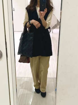 「JOURNAL STANDARD relume（ジャーナルスタンダード　レリューム）のサイドバックルタックテーパードチノパンツ（チノパンツ）」を使った、しずさん（レディース・156cm）の夏コーディネート
