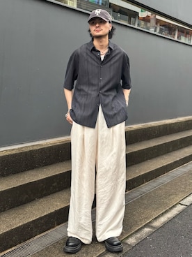 「アイテム（パンツ）」を使った、KOU SUEMATSUさん（メンズ・172cm）の春コーディネート