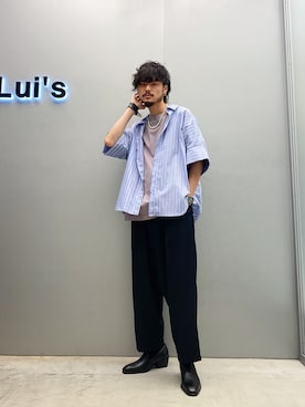 「Lui's（ルイス）のアイテム（シューズ）」を使った、KOU SUEMATSUさん（メンズ・173cm）の夏コーディネート