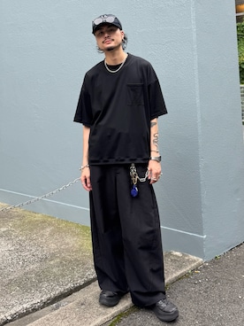 「Lui's（ルイス）のライトポンチポケットBIG Tシャツ（Tシャツ/カットソー）」を使った、KOU SUEMATSUさん（メンズ・172cm）の夏コーディネート