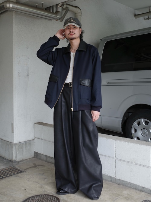 セール】【SURJENT】 シンセティックレザーワイドストレートパンツ