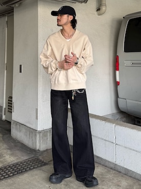 「Vネック」｜KOU SUEMATSUさん（メンズ・172cm）の春コーディネート