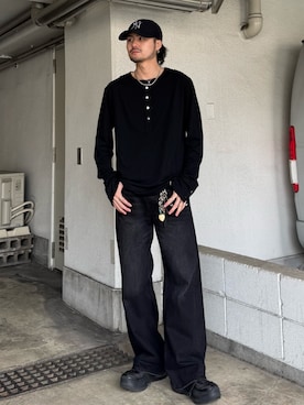 「Lui's（ルイス）のアイテム（トップス）」を使った、KOU SUEMATSUさん（メンズ・172cm）の春コーディネート