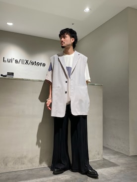 「半袖シャツ」｜「アイテム（ベスト）」を使った、KOU SUEMATSUさん（メンズ・173cm・20代）の夏コーディネート