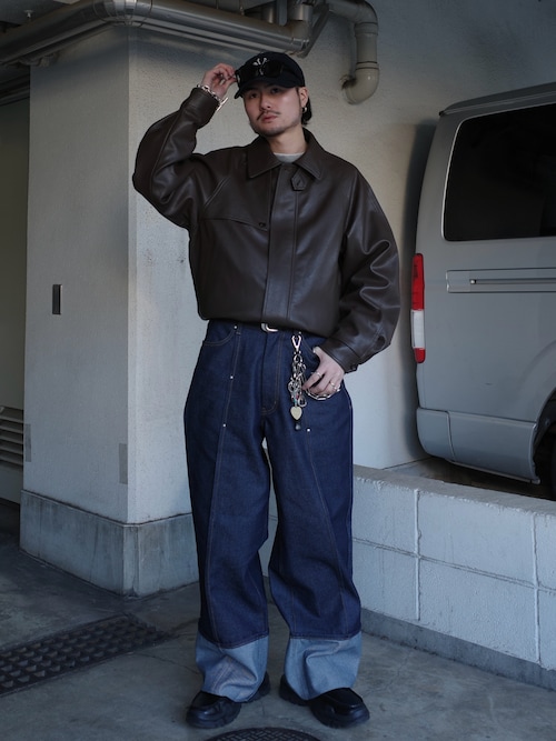 セール】【Neucon】ROLL UP TUCK WIDE STRAIGHT DENIM / ロールアップ