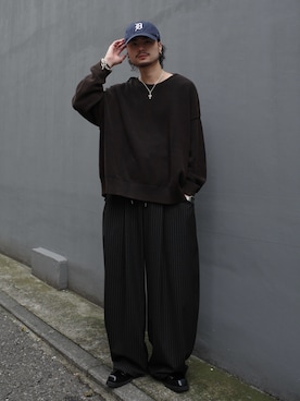 「アイテム（スラックス）」を使った、KOU SUEMATSUさん（メンズ・172cm）の秋コーディネート