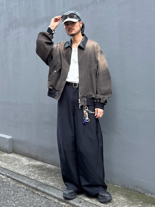 新品・タグあり】Lui's レザーカラーデニムボンバージャケット レザー