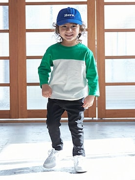 「petit main（プティマイン）のアイテム（キャップ）」を使った、petit　main・b-roomさん（キッズ・93cm）の冬コーディネート