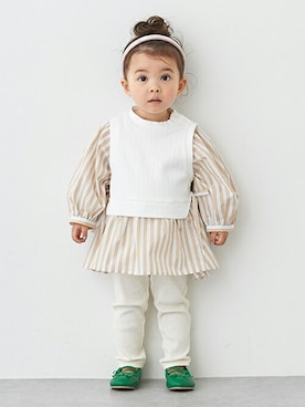 「petit main（プティマイン）のアイテム（バレエシューズ）」を使った、petit　main・b-roomさん（キッズ・82cm）の冬コーディネート