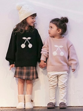 「petit main（プティマイン）のアイテム（トップス）」を使った、petit　main・b-roomさん（キッズ・98cm）の秋コーディネート