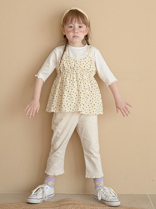 セール】5分袖アソートキャミドッキングトップス（Tシャツ/カットソー