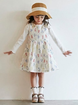 「petit main（プティマイン）のアイテム（ワンピース/ドレス）」を使った、petit　main・b-roomさん（キッズ・102cm）の春コーディネート
