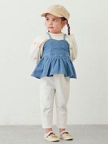 美品　一度着用のみ　プティマイン　花刺繍アンサンブル　120 セット 美品 一度着用のみ プティマイン 花刺繍アンサンブル 120 セット