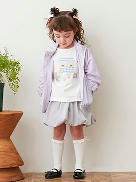 「petit main（プティマイン）のアイテム（ブルゾン）」を使った、petit　main・b-roomさん（キッズ・100cm）の冬コーディネート