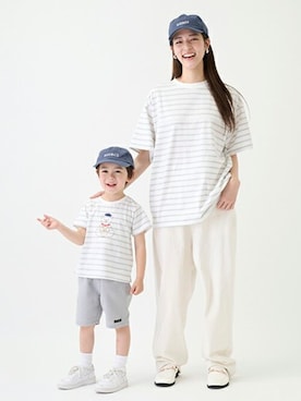 「petit main（プティマイン）のアイテム（キャップ）」を使った、petit　main・b-roomさん（キッズ・104cm）の春コーディネート