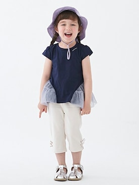 「petit main（プティマイン）のアイテム（スウェットパンツ）」を使った、petit　main・b-roomさん（キッズ・101cm）の春コーディネート