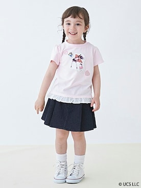 「petit main（プティマイン）のアイテム（スカート）」を使った、petit　main・b-roomさん（キッズ・101cm）の夏コーディネート