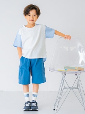 「お出かけスタイル」｜「アイテム（スウェットパンツ）」を使った、petit　main・b-roomさん（キッズ・114cm）の夏コーディネート
