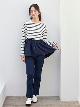 「petit main LIEN（プティマインリアン）のアイテム」を使った、petit　main・b-roomさん（レディース・161cm）の夏コーディネート