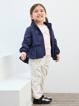 「petit main（プティマイン）のアイテム（トップス）」を使った、petit　main・b-roomさん（キッズ・92cm）の夏コーディネート