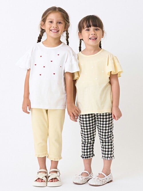 セール】【接触冷感】ハート刺しゅうフリルスリーブTシャツ（T