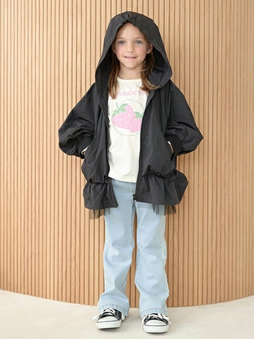 セール】ペプラムシルエットボリュームウィンドブレーカー（ブルゾン