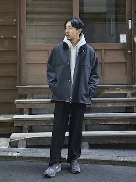 「UNITED TOKYO（ユナイテッドトウキョウ）のアイテム（その他アウター）」を使った、高山 湧士さん（メンズ・174cm）の秋コーディネート