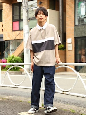 「NAVY（ネイビー）のアイテム」を使った、マックハウスZOZOスタイリスト メンズさん（メンズ・178cm）の夏コーディネート