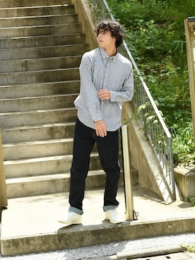 「NAVY（ネイビー）のアイテム」を使った、マックハウスZOZOスタイリスト メンズさん（メンズ・178cm）の秋コーディネート