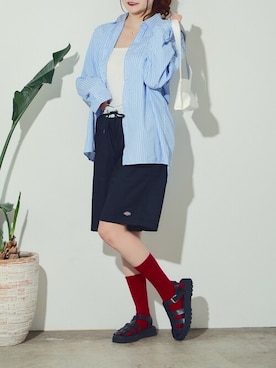 「アイテム（チノパンツ）」を使った、kanon_roopさん（レディース・166cm）の夏コーディネート