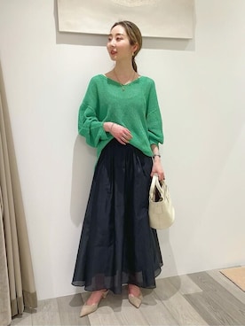 ペーパーヤーン カノコ Back Vプルオーバー◇を使った人気ファッション