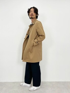 「green label relaxing（グリーンレーベルリラクシング）のアイテム（ステンカラーコート）」を使った、green label relaxingさん（メンズ・186cm）の秋コーディネート