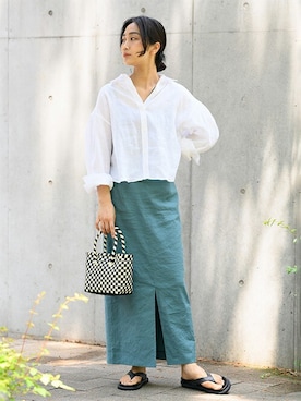 「カラー×コーデ」｜「アイテム（スカート）」を使った、Matsumotoさん（レディース・162cm）の夏コーディネート