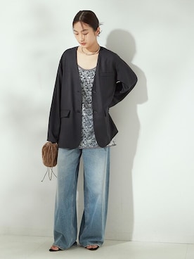 「アイテム（タンクトップ、グレー系）」を使った、Matsumotoさん（レディース・162cm）の夏コーディネート