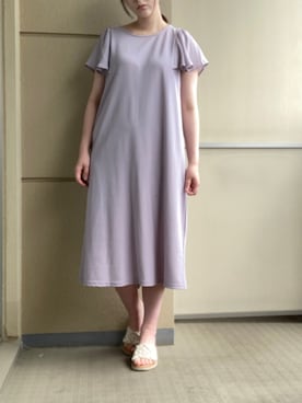 「袖フリル」｜「アイテム（ワンピース/ドレス）」を使った、みっちゃそさん（レディース・165cm）の夏コーディネート