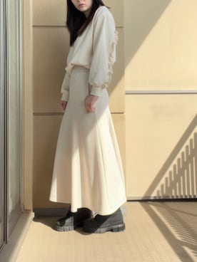 「袖フリル」｜「アイテム（ジャケット/アウター）」を使った、みっちゃそさん（レディース・165cm）の春コーディネート