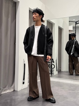 「アイテム（イヤーカフ）」を使った、Yusukeさん（メンズ・173cm）の秋コーディネート