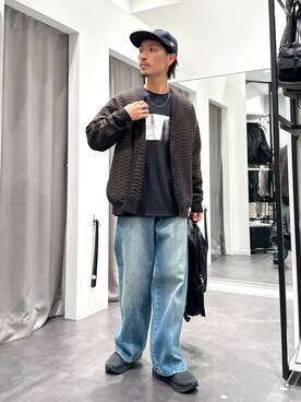 「アイテム（カーディガン/ボレロ、ブラウン系）」を使った、Yusukeさん（メンズ・173cm）の秋コーディネート